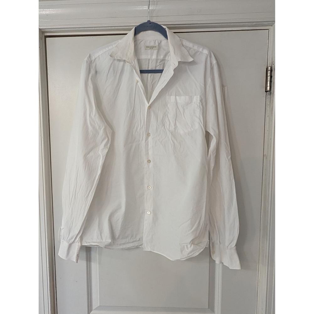 Dries Van Noten White Cotton Button Down Shirt Size 50 classic modern luxury
